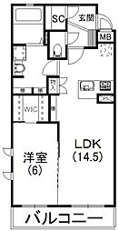 クオーレルミノーザ 1LDKの間取図画像