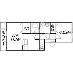 ドミール江西プレミアム 1LDKの間取図画像