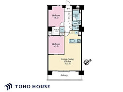 駒込台マンション 2LDKの間取図画像