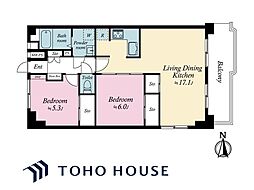 トーア辰巳マンション 2LDKの間取図画像