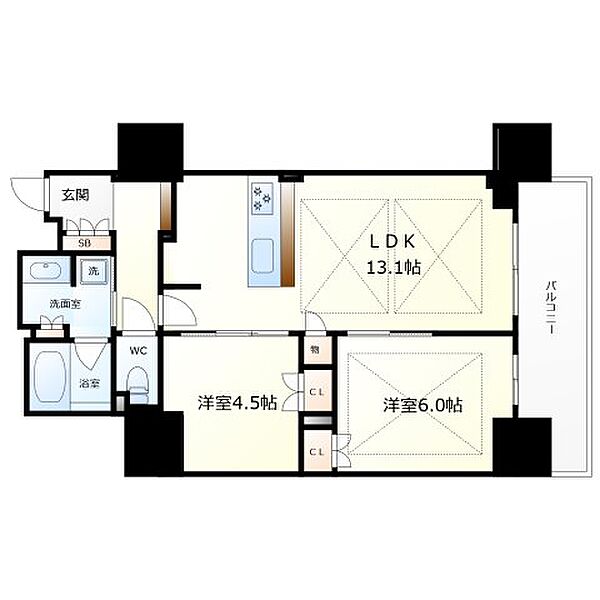 プレミストタワー靭本町 ｜大阪府大阪市西区靱本町1丁目(賃貸マンション2LDK・6階・55.68㎡)の写真 その2