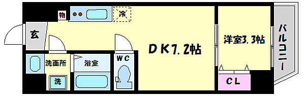 ウィズナスコート九条南 307｜大阪府大阪市西区九条南3丁目(賃貸マンション1DK・3階・25.67㎡)の写真 その2