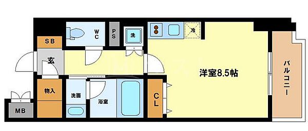 パークキューブ北浜 1304｜大阪府大阪市中央区東高麗橋(賃貸マンション1R・13階・28.47㎡)の写真 その2