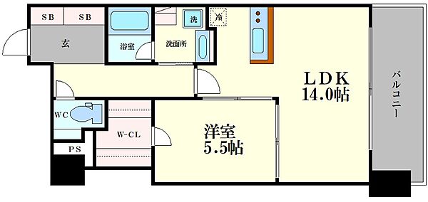 ＲＪＲ堺筋本町タワー 504｜大阪府大阪市中央区南本町1丁目(賃貸マンション1LDK・5階・50.28㎡)の写真 その2