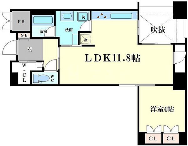 ルネ南船場フレックスコンフォート 201｜大阪府大阪市中央区南船場1丁目(賃貸マンション1LDK・2階・42.12㎡)の写真 その2