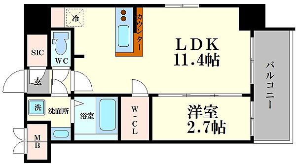 アプリーレ中之島 1201｜大阪府大阪市北区中之島4丁目(賃貸マンション1LDK・12階・34.36㎡)の写真 その2