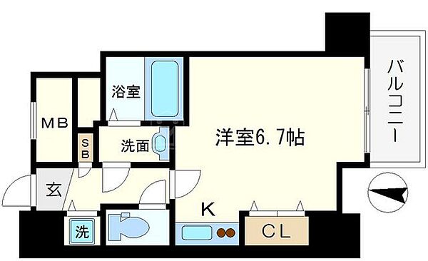 アドバンス心斎橋グランガーデン 1107｜大阪府大阪市中央区島之内1丁目(賃貸マンション1R・11階・22.72㎡)の写真 その2