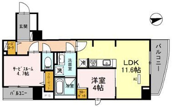 フェリシエ安堂寺町 407｜大阪府大阪市中央区安堂寺町2丁目(賃貸マンション2LDK・4階・53.61㎡)の写真 その2