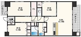 ラシュレ北浜 607 ｜ 大阪府大阪市中央区東高麗橋3-19（賃貸マンション3LDK・6階・74.98㎡） その2