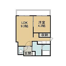アンジュール 1LDKの間取図画像