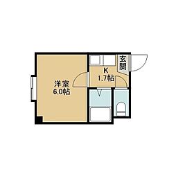 キャッスル813L.T 1Kの間取図画像