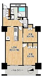 阿波座ライズタワーズフラッグ46 2LDKの間取図画像