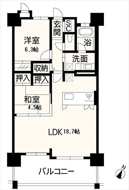2LDK 間取り