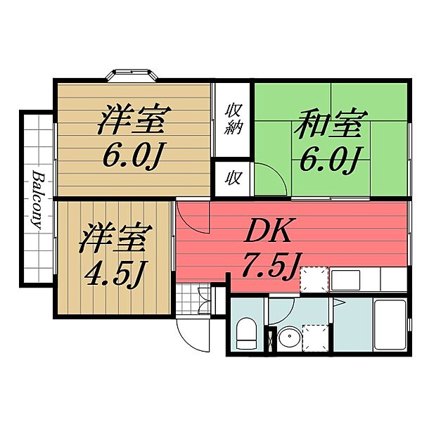 千葉県市原市姉崎(賃貸アパート3DK・1階・51.80㎡)の写真 その2