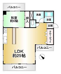 パレス鳥居松 1LDKの間取り