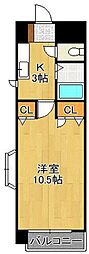 一刻館2 1Kの間取図画像