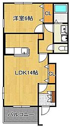 サンレミ葛原E 1LDKの間取図画像
