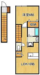 サンレミ葛原A 1LDKの間取図画像