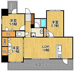 グランヒルズ下曽根 3LDKの間取図画像