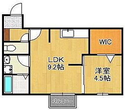 ヴェルジェ深田 1LDKの間取図画像