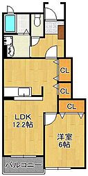 サニータウン曽根A 1LDKの間取図画像