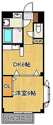 ツインズ葛原東A 1DKの間取図画像