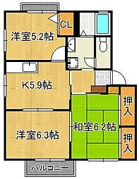シャーメゾン中曽根B 2LDKの間取図画像
