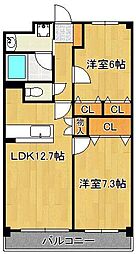 ソシア嶋田 2LDKの間取図画像