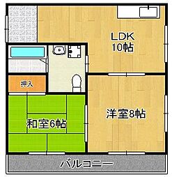 メゾンしらさぎ 2DKの間取図画像