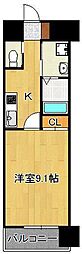 MDIシエルコンティーレ曽根北町 1Kの間取図画像