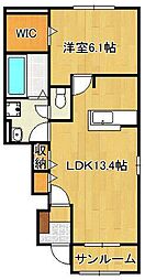 コスモスK 1LDKの間取図画像