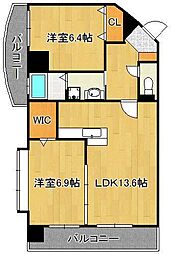 サンシャイン十番館.曽根 2LDKの間取図画像