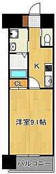 MDIシエルコンティーレ曽根北町 1Kの間取図画像