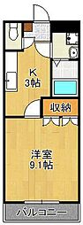 グレースコート2 1Kの間取図画像
