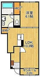 アプローズ 1LDKの間取図画像