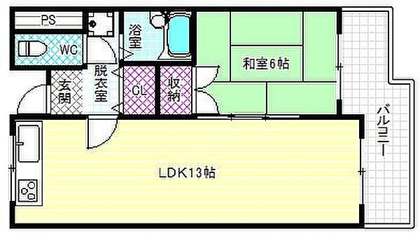 聖和マンション ｜大阪府藤井寺市岡1丁目(賃貸マンション1LDK・4階・41.79㎡)の写真 その2