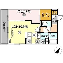PREMILIFE下郡東 1LDKの間取図画像