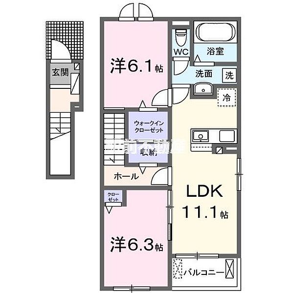 サウスゲートＢ 201｜熊本県玉名市築地(賃貸アパート2LDK・2階・58.60㎡)の写真 その2