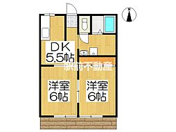 松嶋ハイツII 1階2DKの間取り