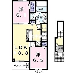 隼 2階2LDKの間取り