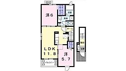 ハピネス・ベルB 2LDKの間取図画像