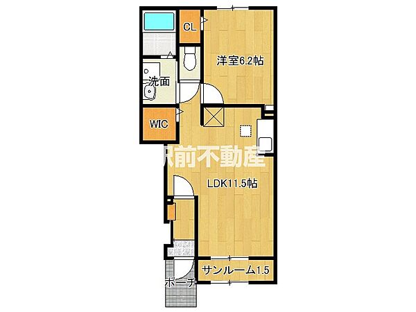 福岡県大牟田市下白川町2丁目(賃貸アパート1LDK・1階・43.61㎡)の写真 その2