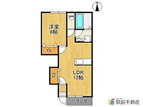 エレガント・プレサス 105 ｜ 福岡県大牟田市臼井町34-2（賃貸アパート1LDK・1階・43.90㎡） その2