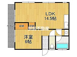 たくまコーポ 2階1LDKの間取り