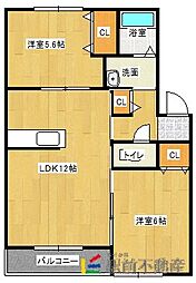 メゾン・リブラン 2階2LDKの間取り
