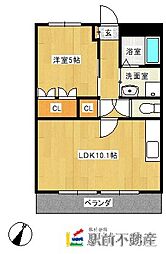 クレストールMORI 1階1LDKの間取り