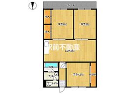 延命寺マンション 3階3LDKの間取り