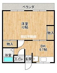 中島コーポ 1DKの間取図画像