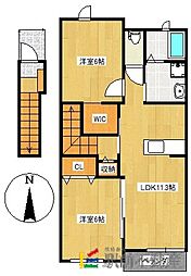 メゾンドフラン2 2LDKの間取図画像