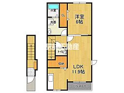 アルドール雅2 1LDKの間取図画像